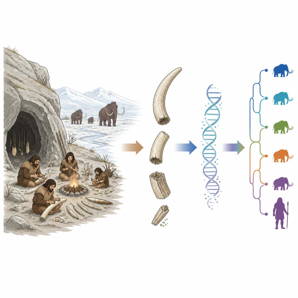 Figure 1. How Ice Age ivory carvings hold DNA that links mammoth herds to the people who hunted and crafted them.