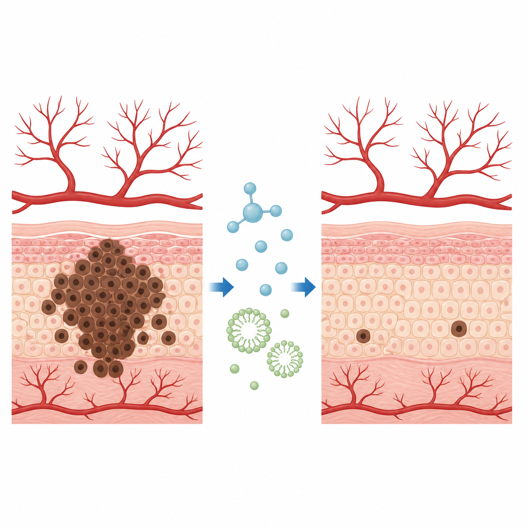 Figure 1. Drug helper mix aims at skin cancer cells while keeping normal blood vessel growth intact in a developing tissue model.