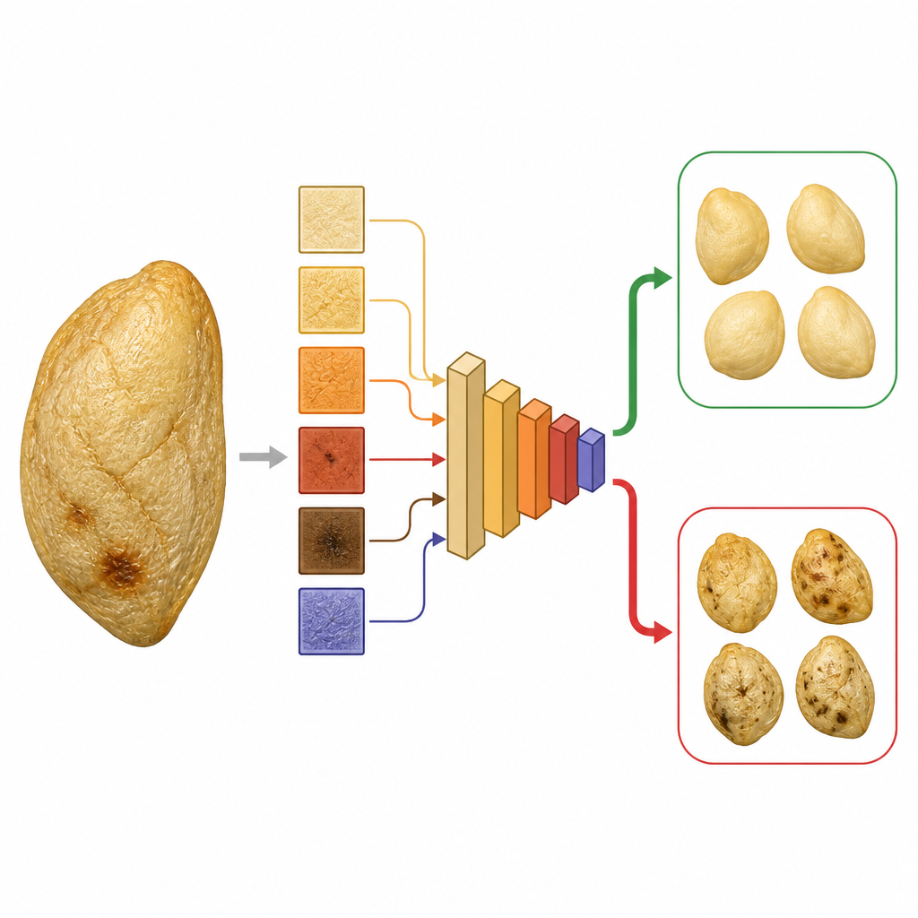 Figure 2. Tohum yüzeyindeki ince detayların kompakt bir model üzerinden nasıl işlenip sağlıklı ve hasarlı biber tohumlarını ayırdığı