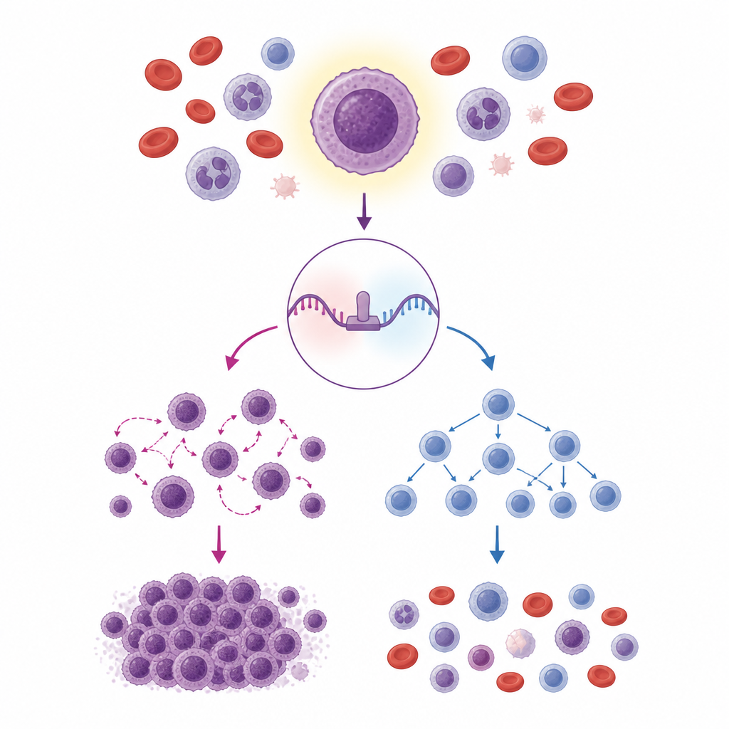 Figure 1. Wie ein stilles RNA-Molekül das Verhalten von Leukämiezellen bei Kindern prägt