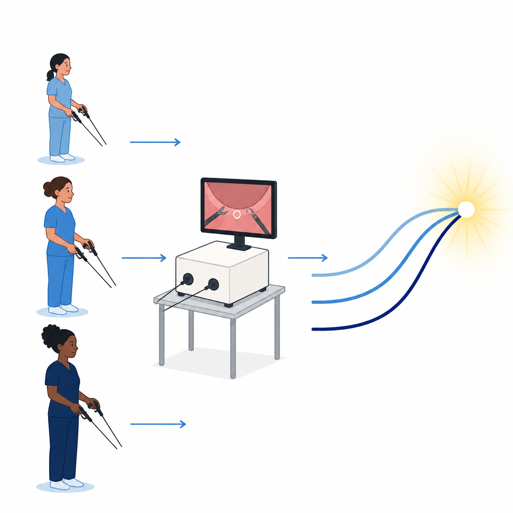 Figure 1. Einfaches Simulator-Training hilft jungen und erfahrenen chirurgischen Auszubildenden, ähnliche laparoskopische Fähigkeitsniveaus zu erreichen.