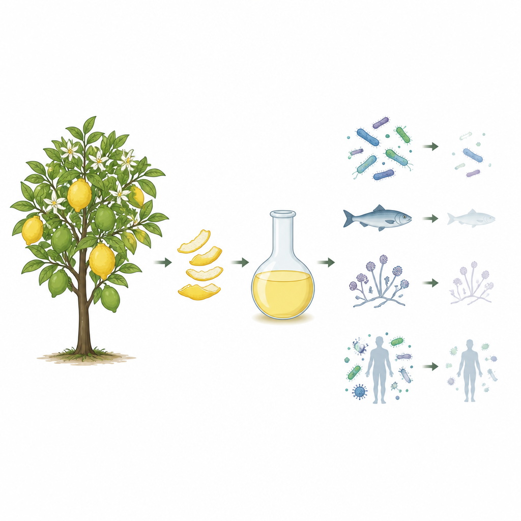 Figure 1. Hırçın bir misket limonunun kabuk yağının sıradan antibiyotiklere dirençli zararlı mikropları nasıl zayıflatabileceği