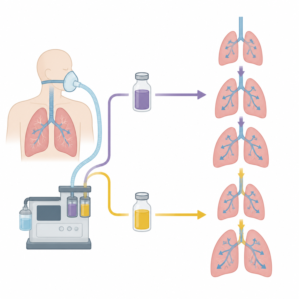 Figure 2. Entrambi i farmaci percorrono vie diverse ma producono una funzione respiratoria e un recupero polmonare simili dopo l’anestesia.