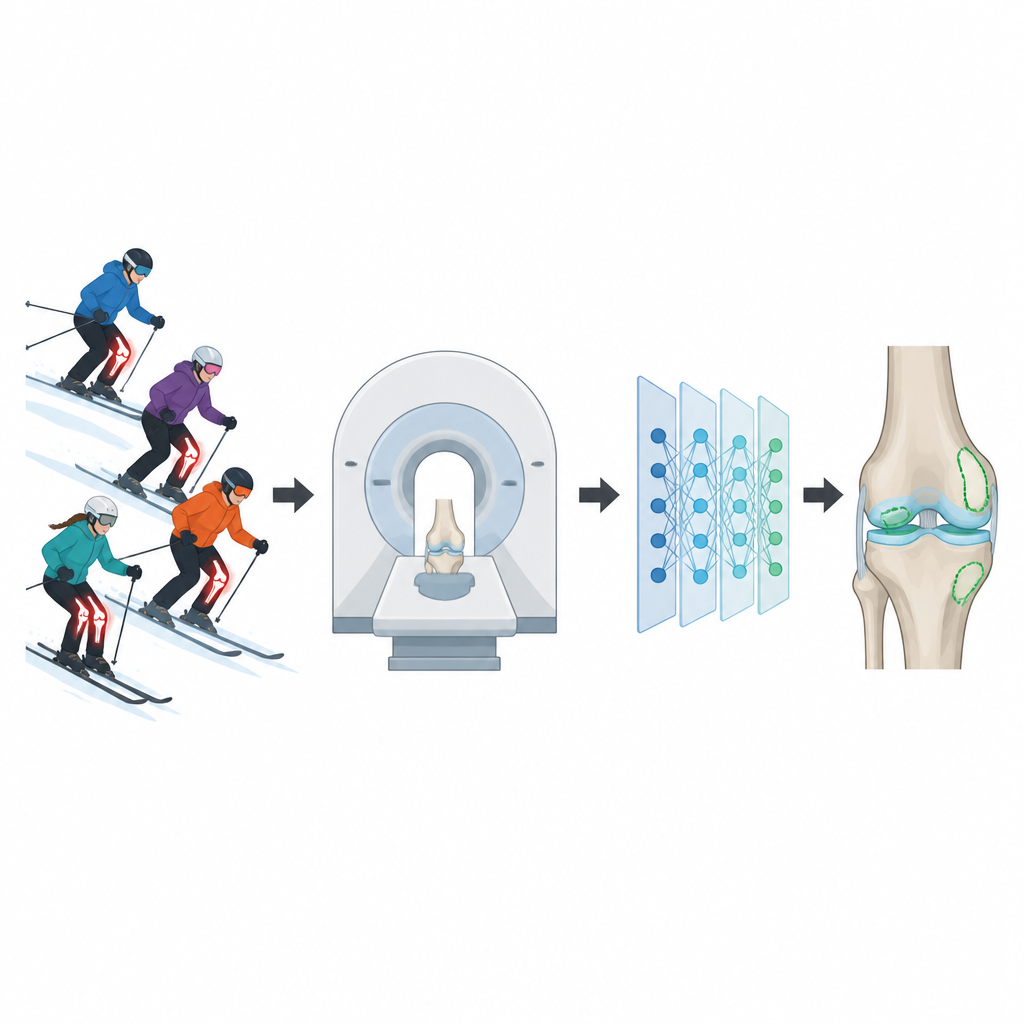 Figure 1. Kayak çarpmasından genç sporcularda diz yaralanmalarını aydınlatan yapay zekâ destekli MRI okumalarına.