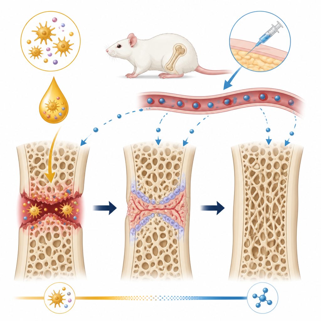 Figure 2. Come fattori locali derivati dal sangue e un farmaco ormonale agiscono insieme, passo dopo passo, per ricostruire l’osso fratturato e indebolito.