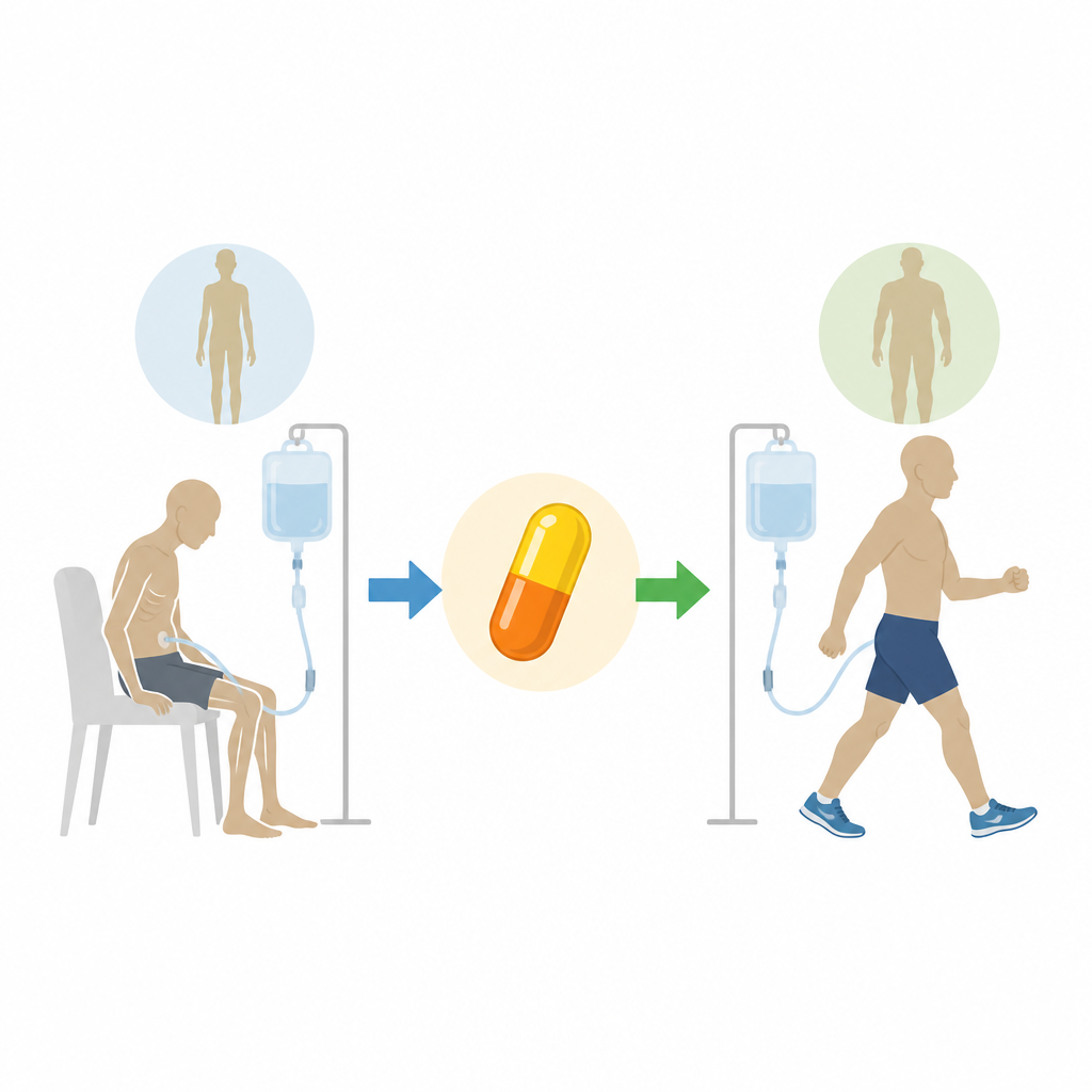 Figure 1. Supplemento di vitamina D che aiuta i pazienti in dialisi a passare da muscoli deboli a corpi più forti e attivi.