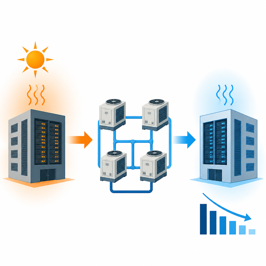 Figure 1. How smart coordination of multiple chillers can cut energy use in big cooling systems.