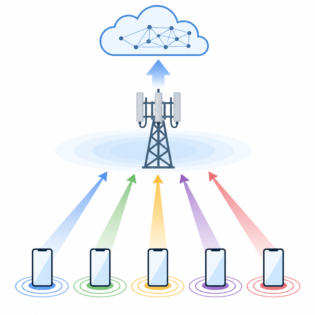 Figure 1. Come segnali uplink 5G più intelligenti e modelli di apprendimento aumentano upload affidabili in ambienti radio affollati