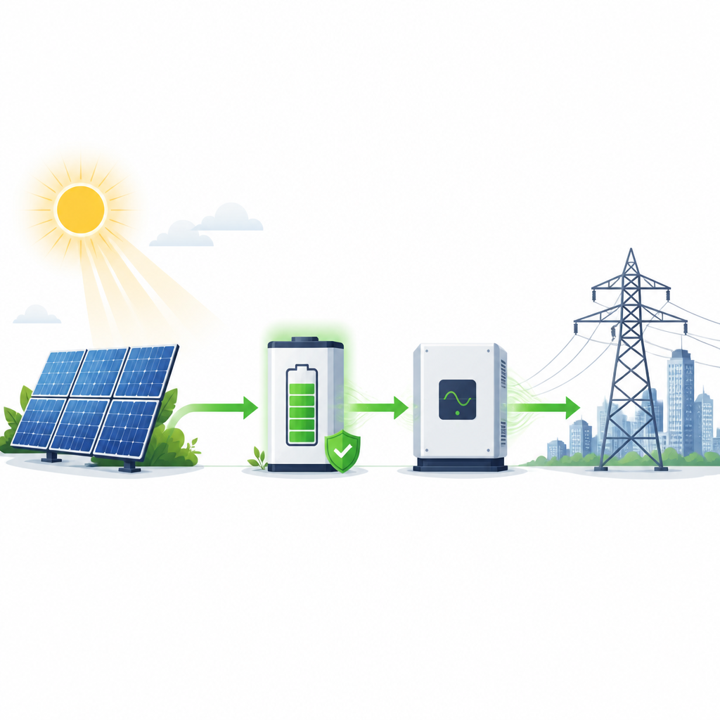 Figure 1. Wie Solarmodule und Batterien zusammenarbeiten, um ein schwaches Netz zu stabilisieren und die Batterielebensdauer zu schützen.