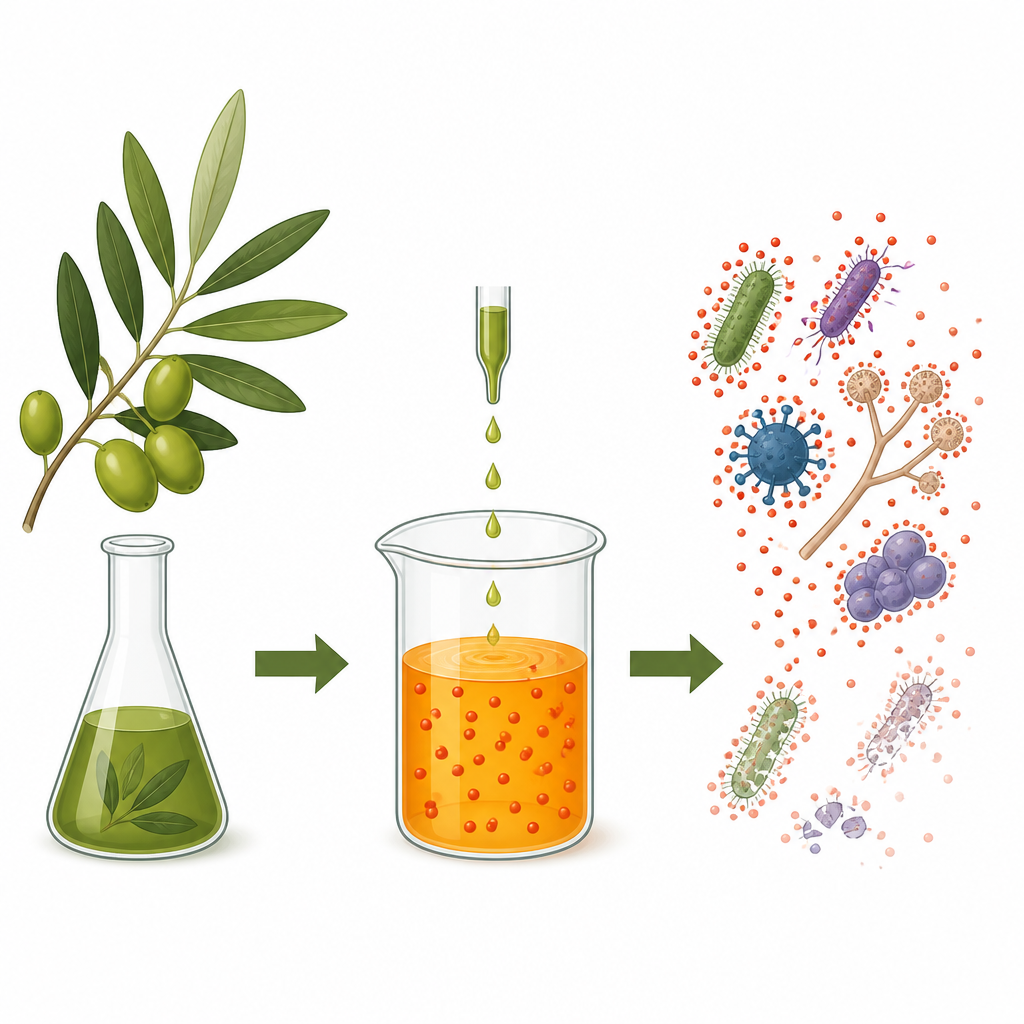 Figure 1. Olive leaves turned into tiny selenium particles that attack harmful germs in a green, water based process.