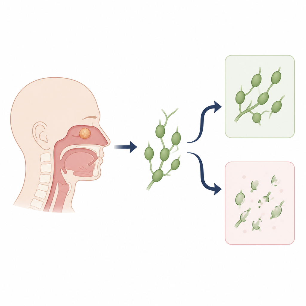 Figure 1. Come i tumori del naso e dei seni paranasali possono diffondersi silenziosamente ai linfonodi del collo e influenzare l’evoluzione dei pazienti.