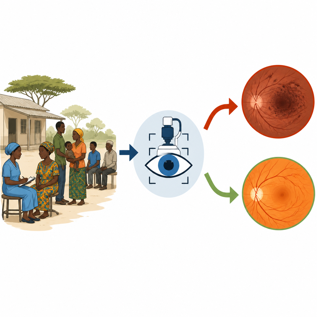Figure 1. Wie HIV-Versorgung und einfache Augenuntersuchungen in Afrika eine stille virale Augeninfektion daran hindern können, das Sehvermögen zu rauben.