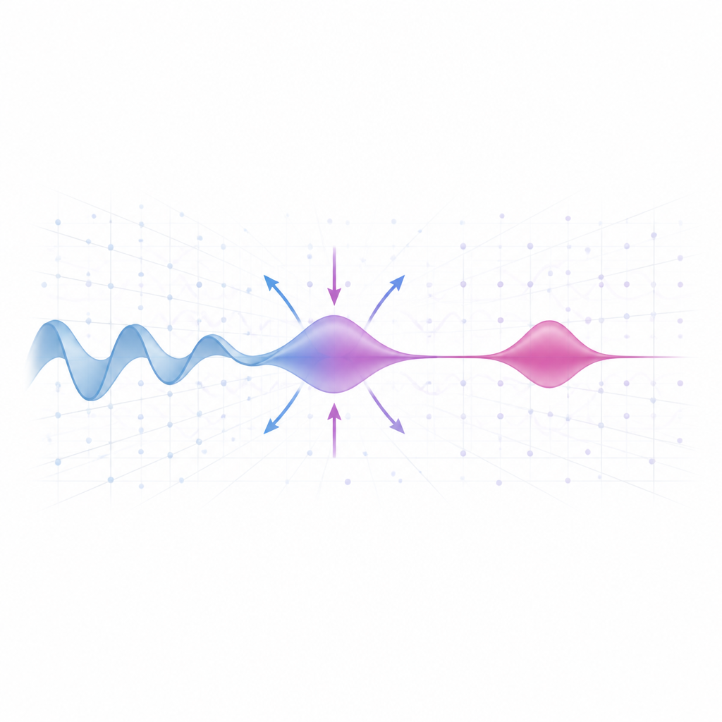 Figure 2. How balance between spreading and self focusing lets a plasma wave travel as a stable localized pulse