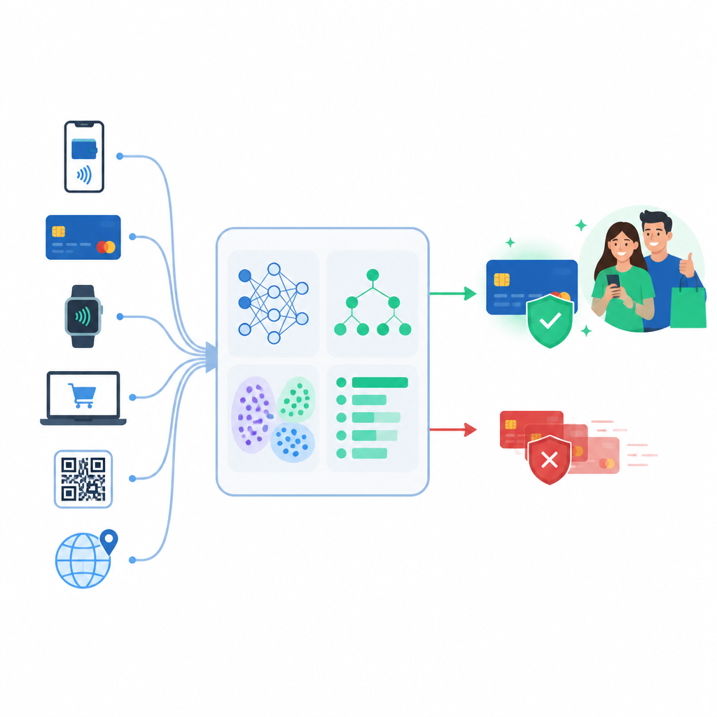 Figure 1. How smart fraud filters turn streams of card payments into safer outcomes using explainable machine learning.