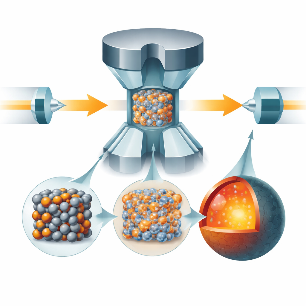 Figure 2. Neutronenbundels die een klein ijzervoorbeeld onderzoeken om te onthullen hoe waterstof zich mengt in vloeibaar ijzer en in de kern van de Aarde.