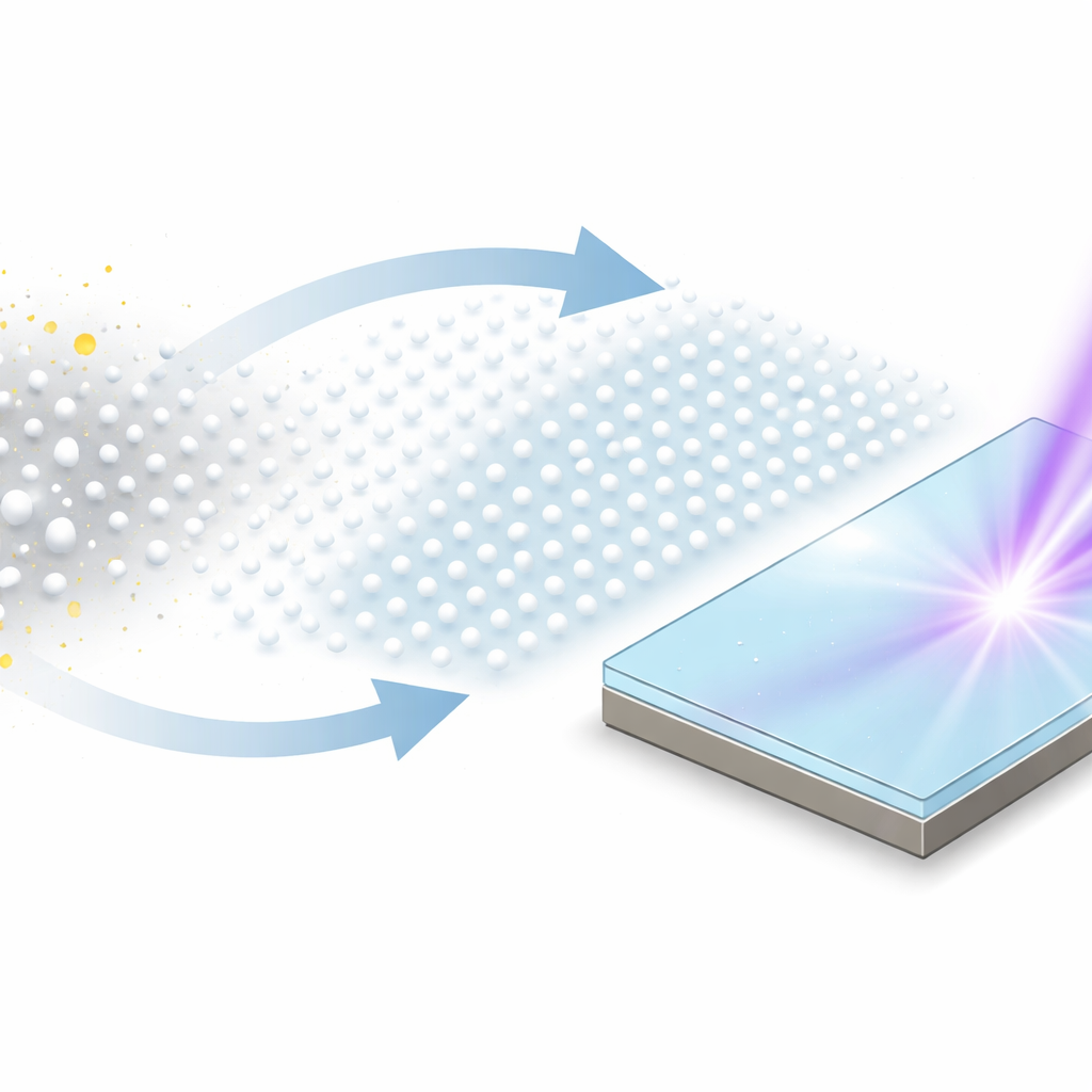 Figure 1. Alfa-alumina-nanodeeltjes die veranderen in een ultraklar, laag-verlies laagje voor ultraviolet-fotonische apparaten.