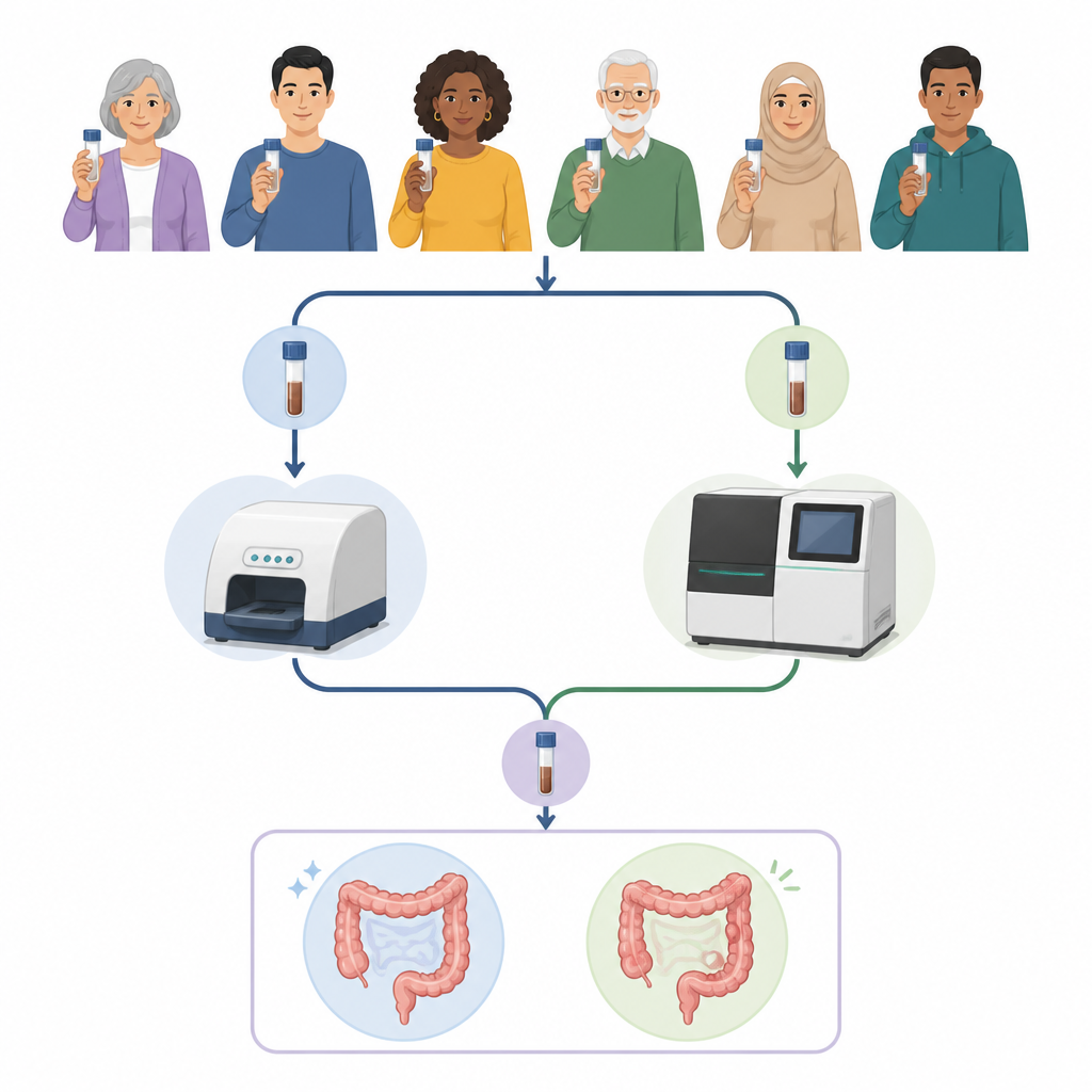 Figure 1. Prueba unificada de ARN en heces que reemplaza los ensayos separados de proteína sanguínea y marcadores genéticos para el cribado del cáncer colorrectal.