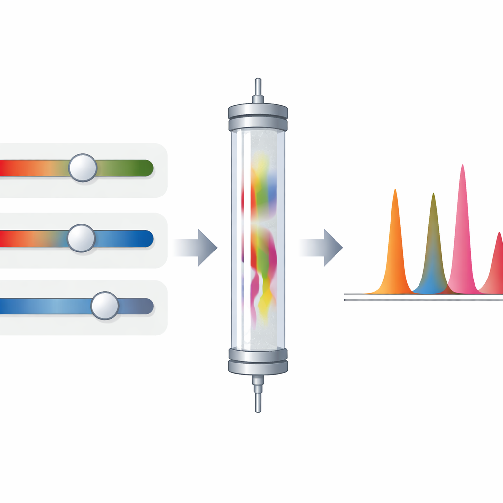 Figure 2. Adjusting a few settings on the chromatography run sharpens separation of four antiviral drugs for clear measurement.