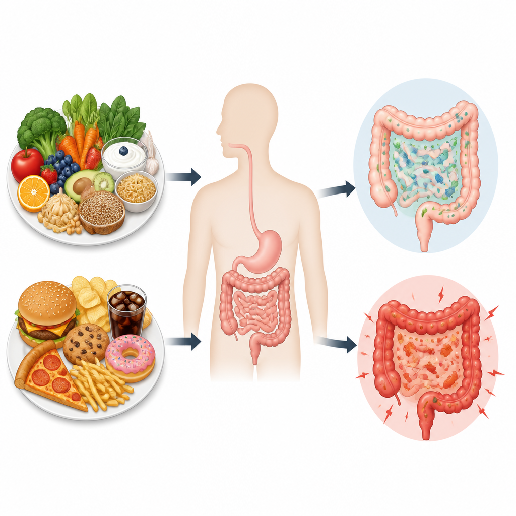 Figure 1. How everyday food choices relate to gut balance and the chances of having irritable bowel syndrome.