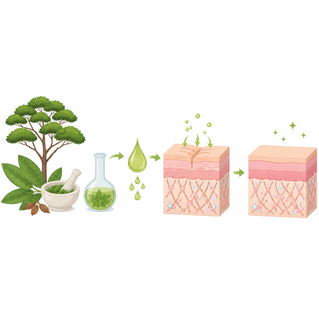 Figure 1. How leaf extracts from a South American tree may help skin stay firmer and smoother over time