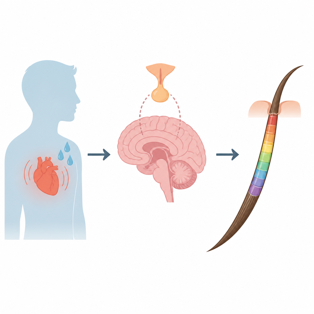 Figure 1. Hoe haarextracten maandenlange activiteit van stresshormonen blootleggen bij mensen met paniekaanvallen.