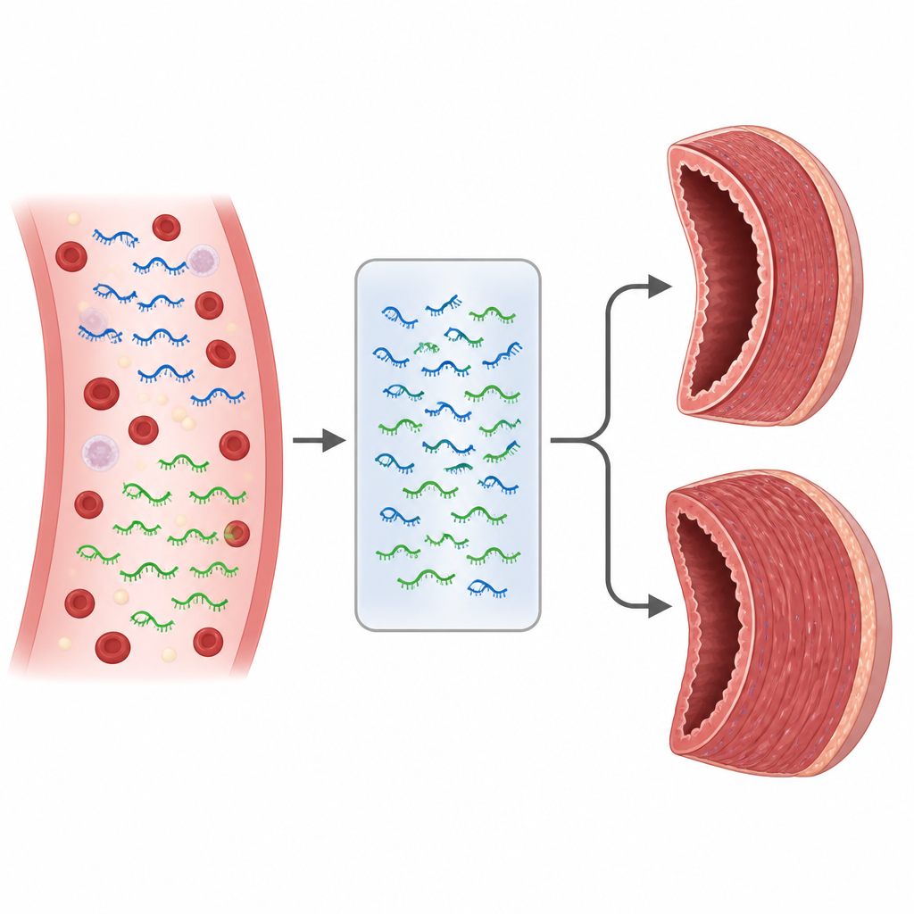 Figure 2. Twee bloed-patronen van microRNA helpen normaal hartweefsel te onderscheiden van schadelijke verdikking bij Friedreichs ataxie.