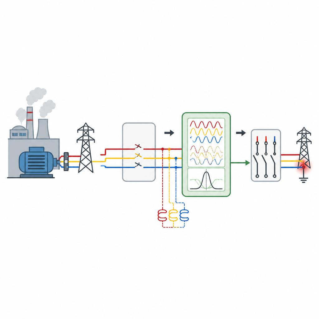Figure 1. Eine zusätzliche Sicherheitsschicht trennt einen Generator vom Netz, wenn abnorme Dreiphasensignale einen Fehler anzeigen, den das Hauptrelais übersieht.