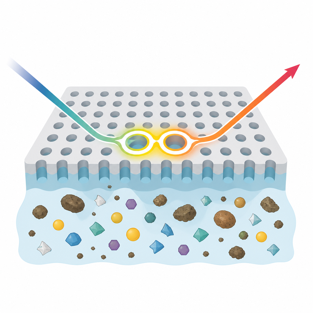 Figure 2. Zoom in on the nano sensor as light interacts with soil particles, separating nutrients from plastic by subtle color changes.