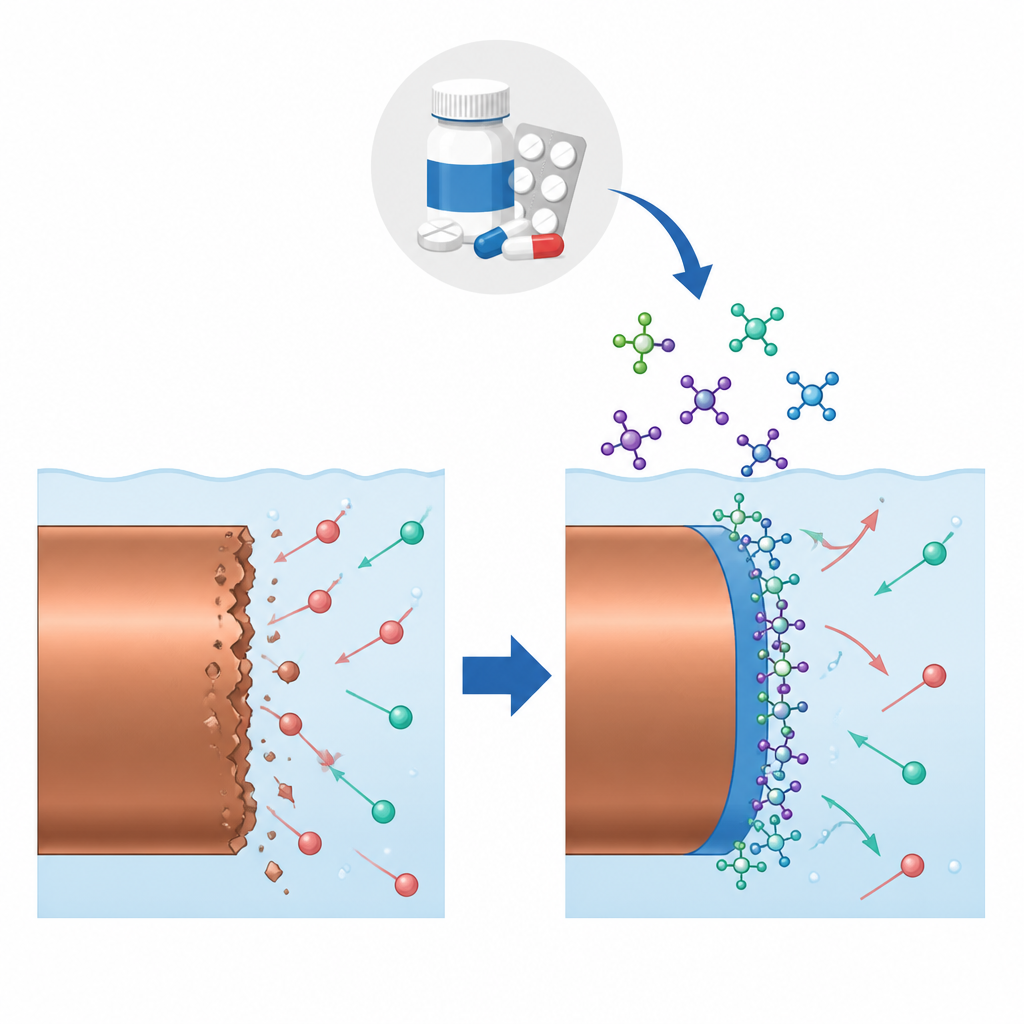 Figure 1. Using an expired diabetes pill to coat copper so harsh acid attacks it less