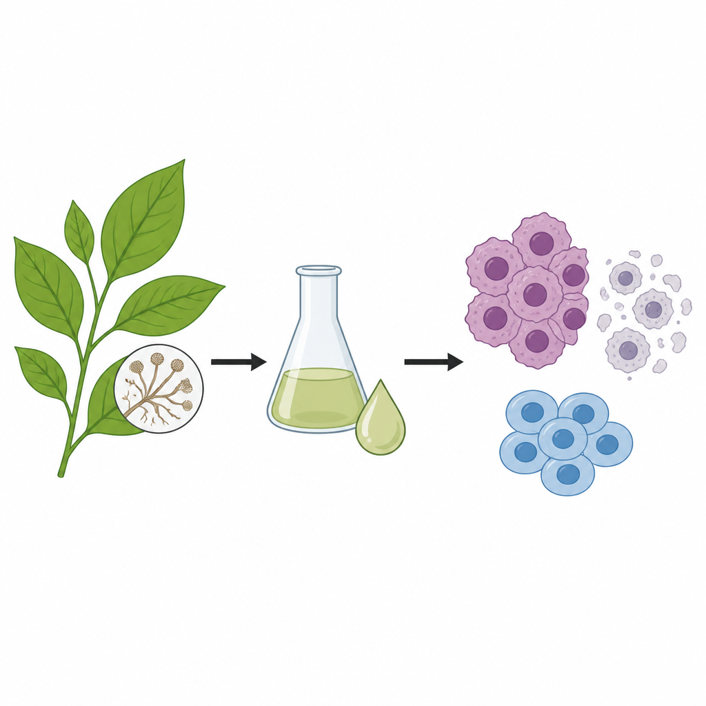 Figure 1. Dal fungo delle piante alla piastra di laboratorio: un composto naturale che rallenta la crescita delle cellule tumorali.