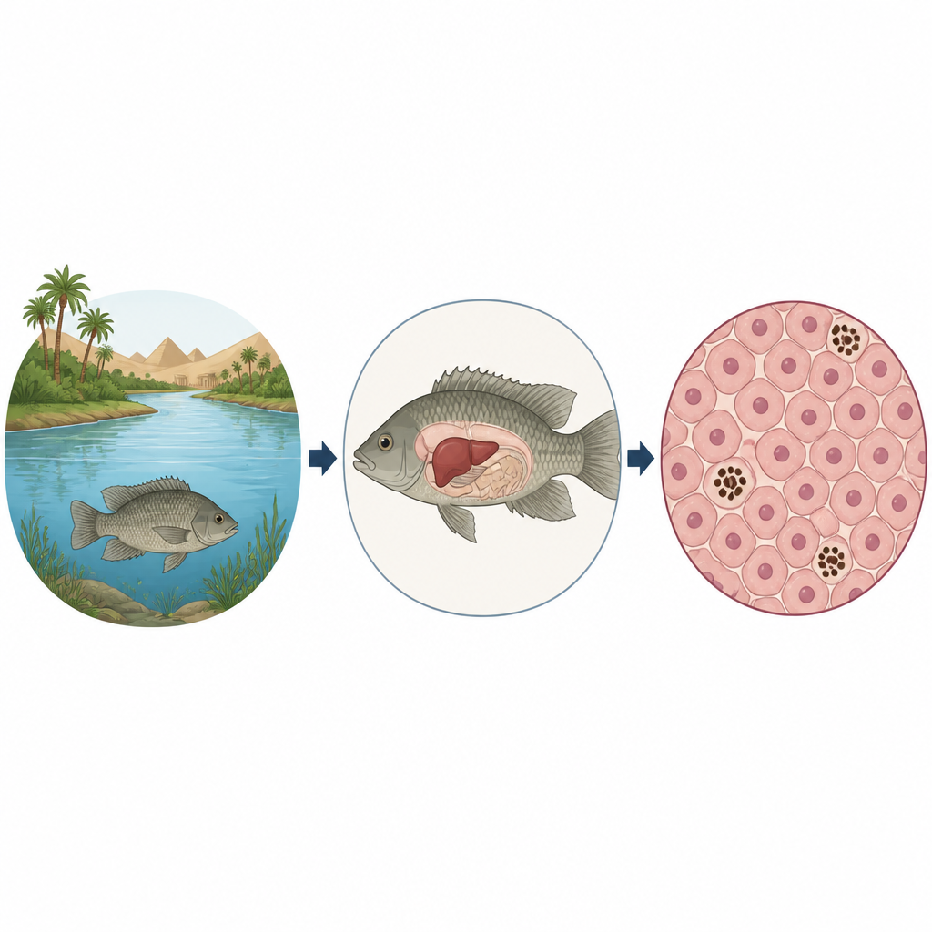 Figure 1. Hoe de lever van een Nijlvis zowel de gezondheid van het dier als die van de rivier weerspiegelt.