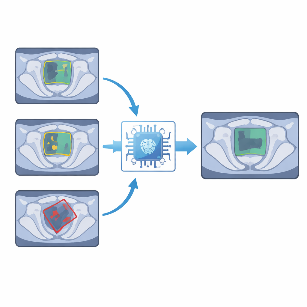 Figure 1. AI zorgt voor consistente prostaat-MRI-views tussen patiënten en ziekenhuizen zonder extra inspanning van het personeel.