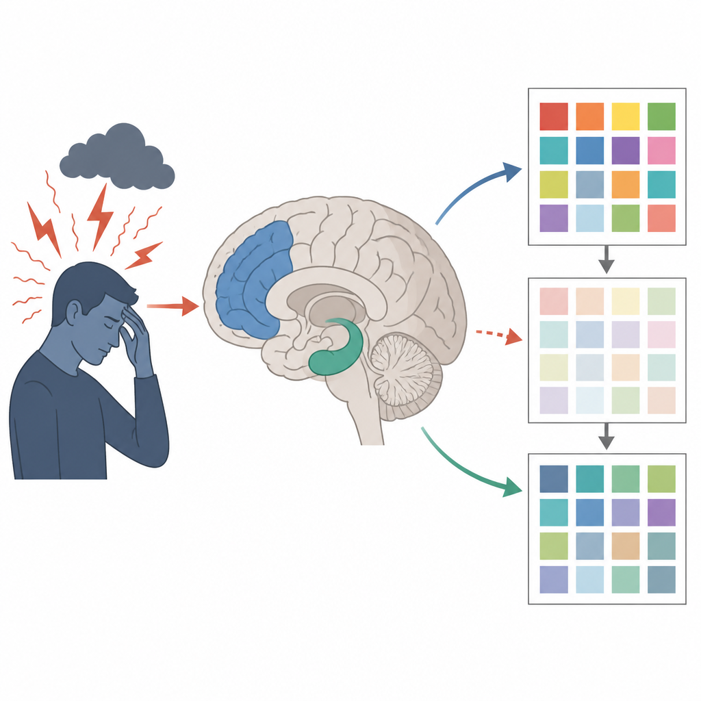 Figure 2. How stress signals affect brain regions for memory and weaken step by step visual working memory performance.