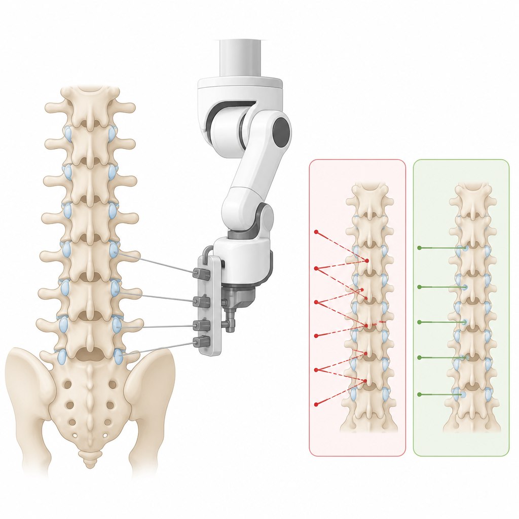 Figure 1. Kleine robot helpt bij het preciezer geleiden van spinale injectienaalden terwijl het röntgengebruik afneemt.