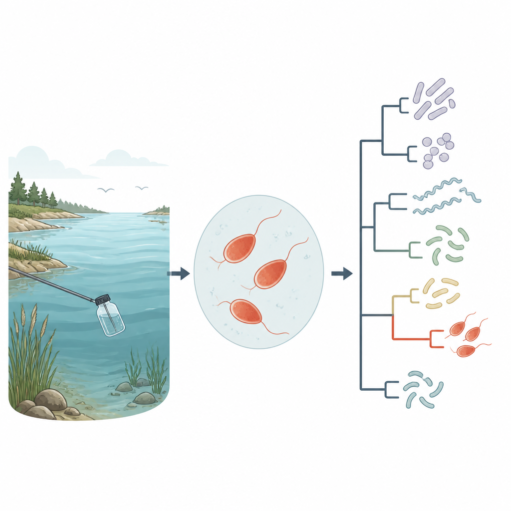 Figure 1. Scoperta e classificazione di un nuovo batterio dal colore fiammeggiante proveniente dalle acque salmastre del Mar Baltico.