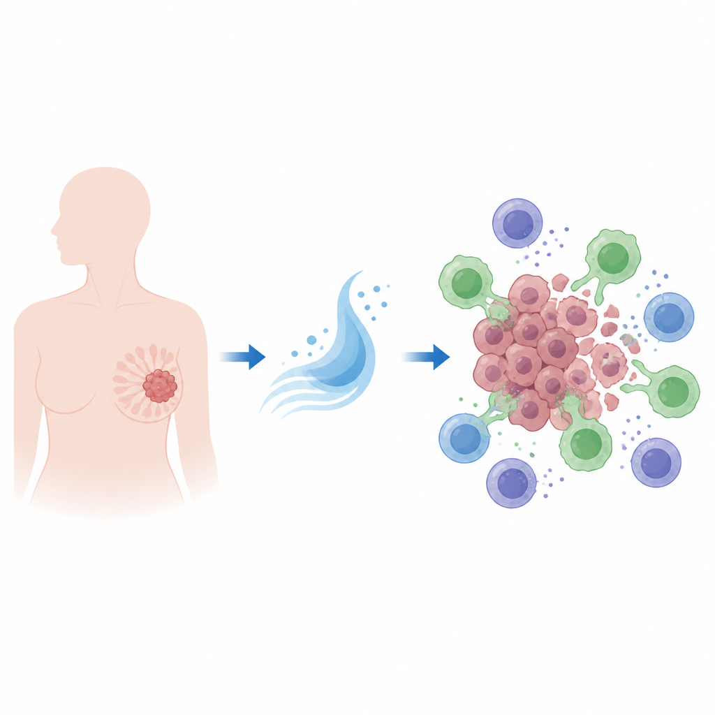 Figure 1. Come un segnale immunitario può trasformare il microambiente del tumore mammario da luogo di protezione delle cellule tumorali a supporto della risposta immunitaria