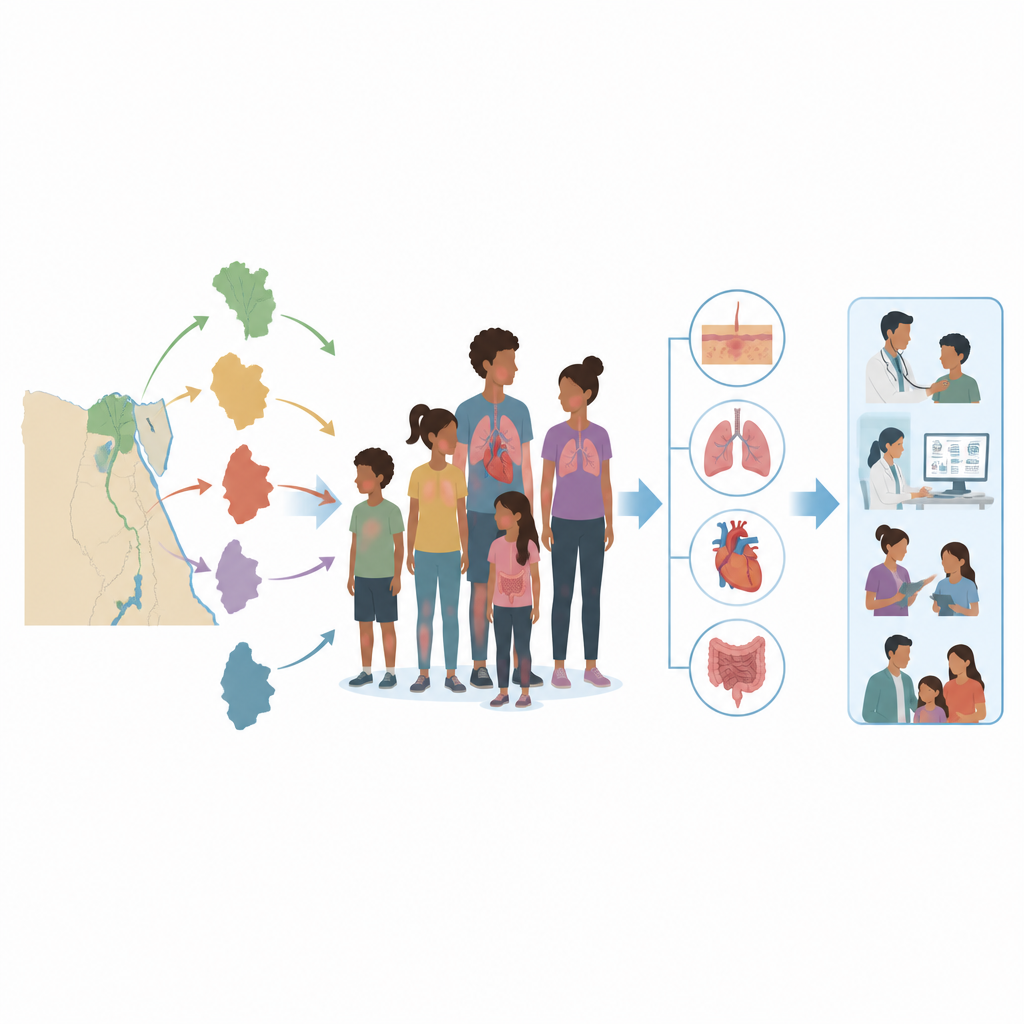 Figure 1. Come una rara malattia autoimmune dell’infanzia interessa bambini e adolescenti egiziani attraverso i vari organi.