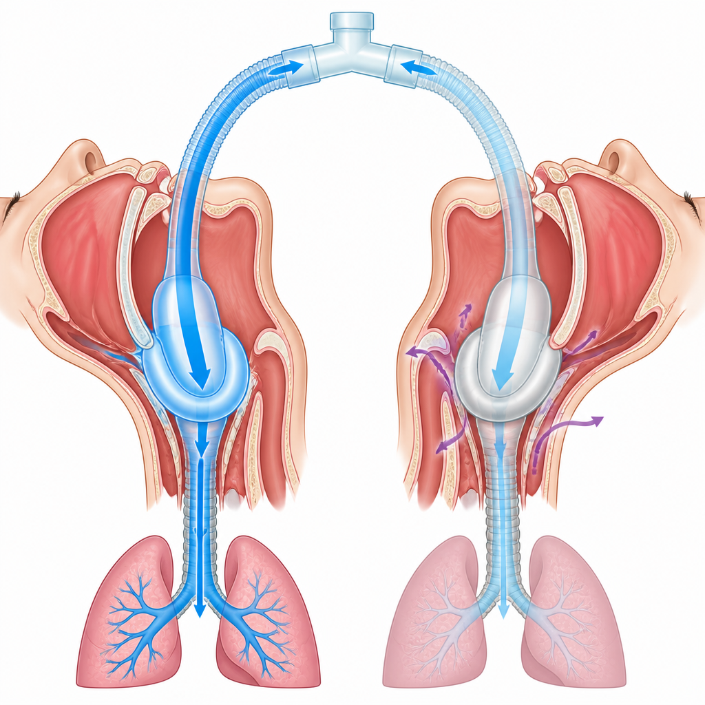 Figure 2. I dispositivi per le vie aeree riprogettati formano una tenuta più stretta così che più aria raggiunge i polmoni rispetto a un dispositivo più soggetto a perdite.