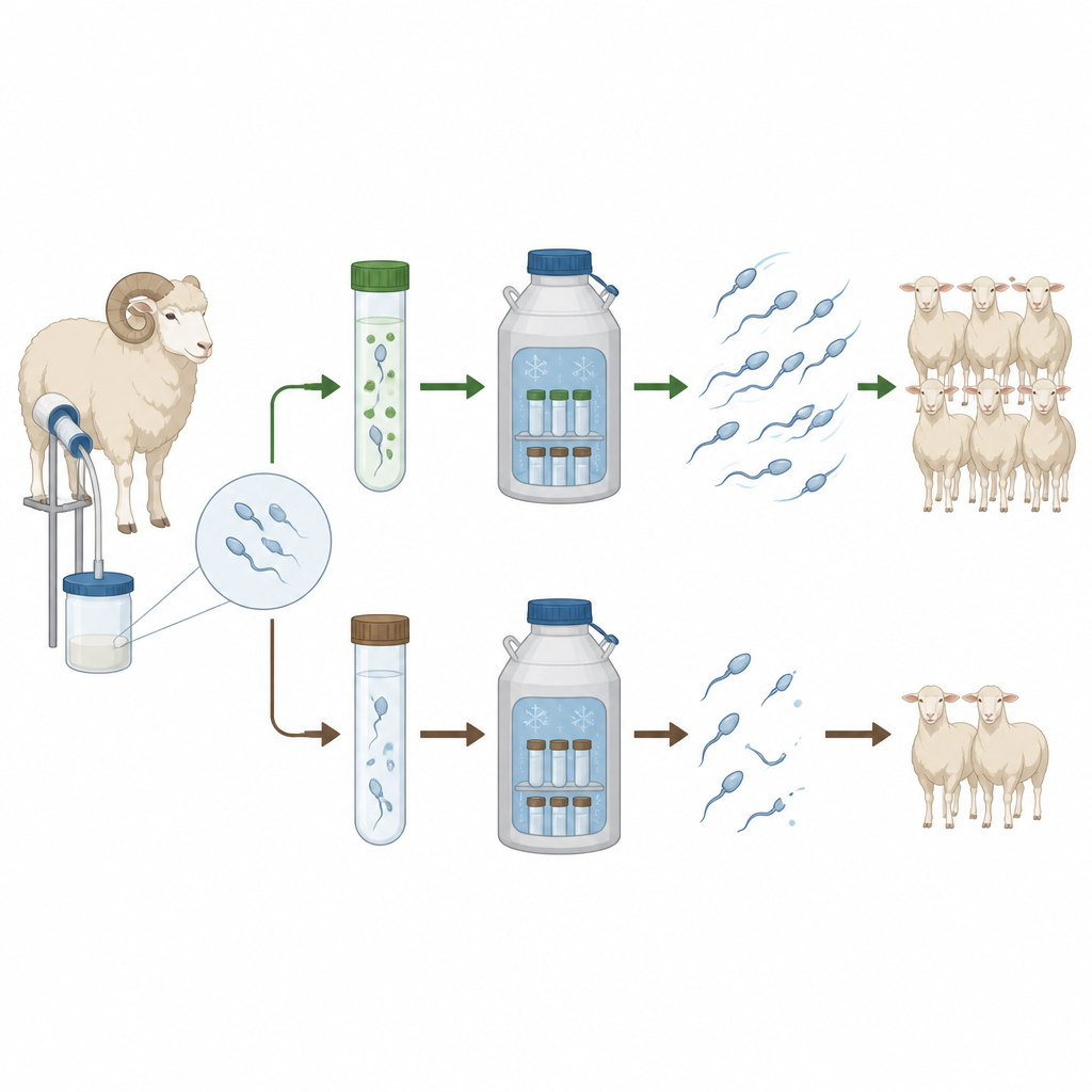 Figure 1. Come il tè verde in formato nano aiuta il seme congelato dei montoni a portare a termine gravidanze più sane nelle pecore.