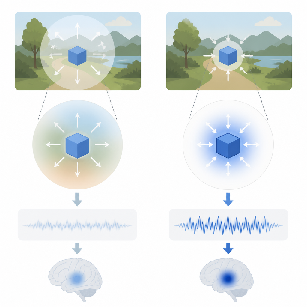 Figure 2. How spreading attention across object and background versus object only alters the strength of the object memory signal.