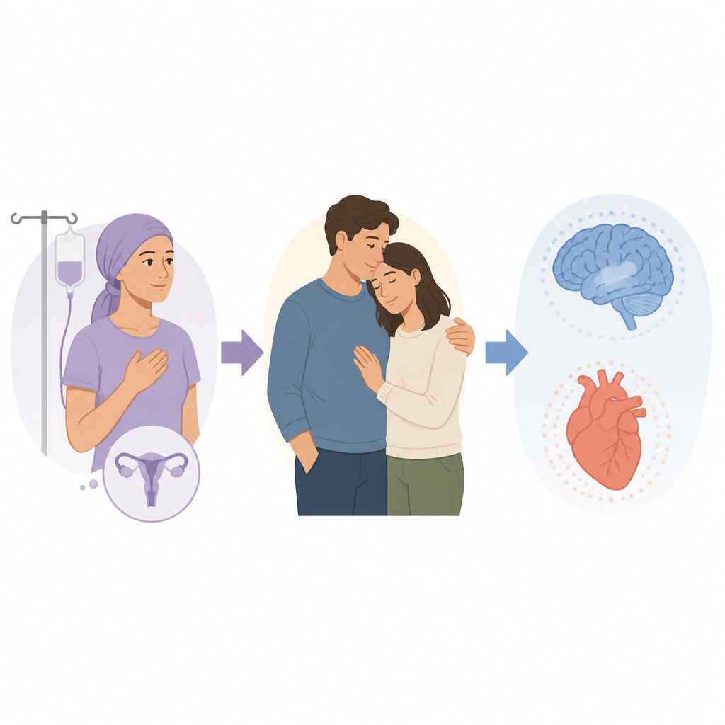 Figure 1. Wie Partnerunterstützung die emotionale Wirkung von Fruchtbarkeitsängsten nach Krebs bei jungen Frauen prägt.