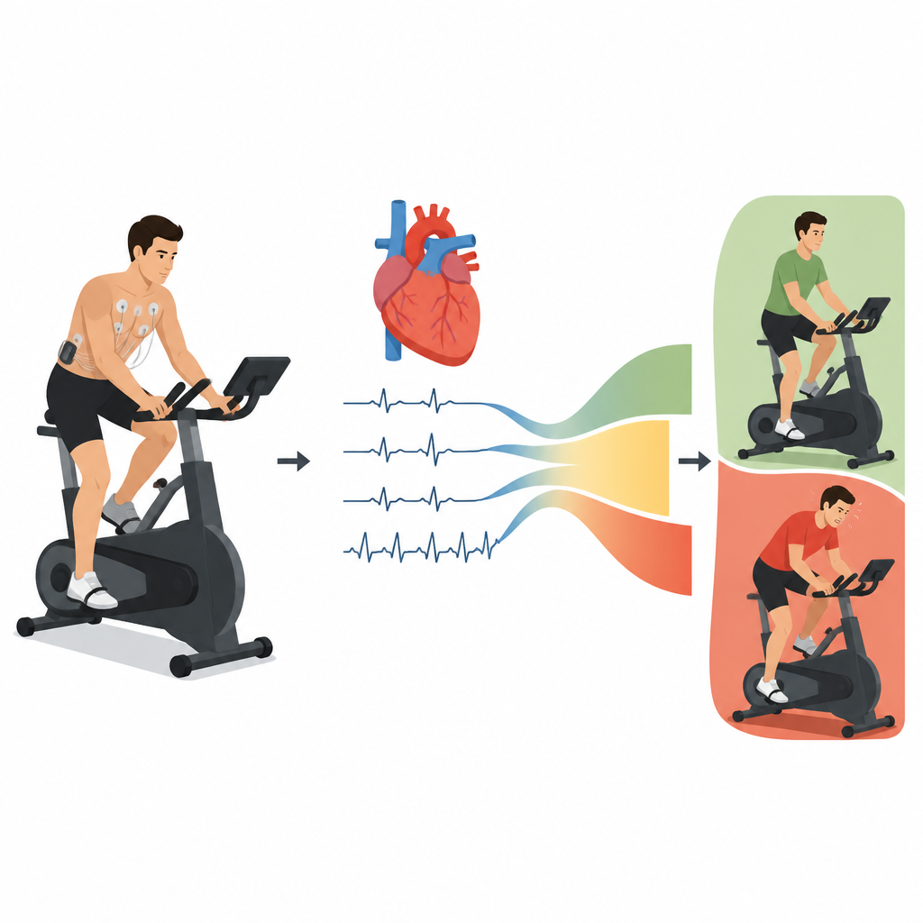 Figure 1. Usar padrões do sinal cardíaco para encontrar o limite seguro de exercício de alta intensidade de uma pessoa sem exames de sangue ou máscaras de gás
