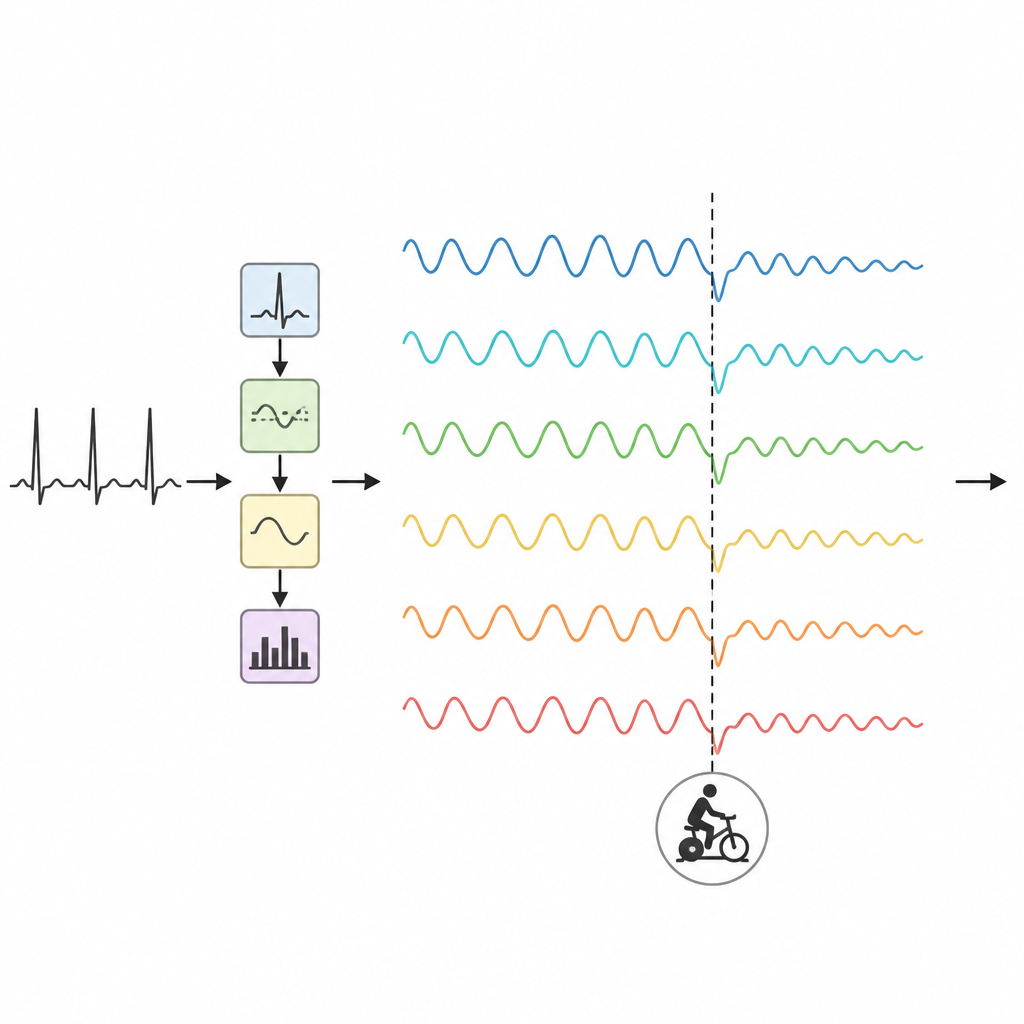 Figure 2. Como alterações nas ondas respiratórias detectadas por ECG identificam o momento em que o exercício passa de estável para esforço muito intenso