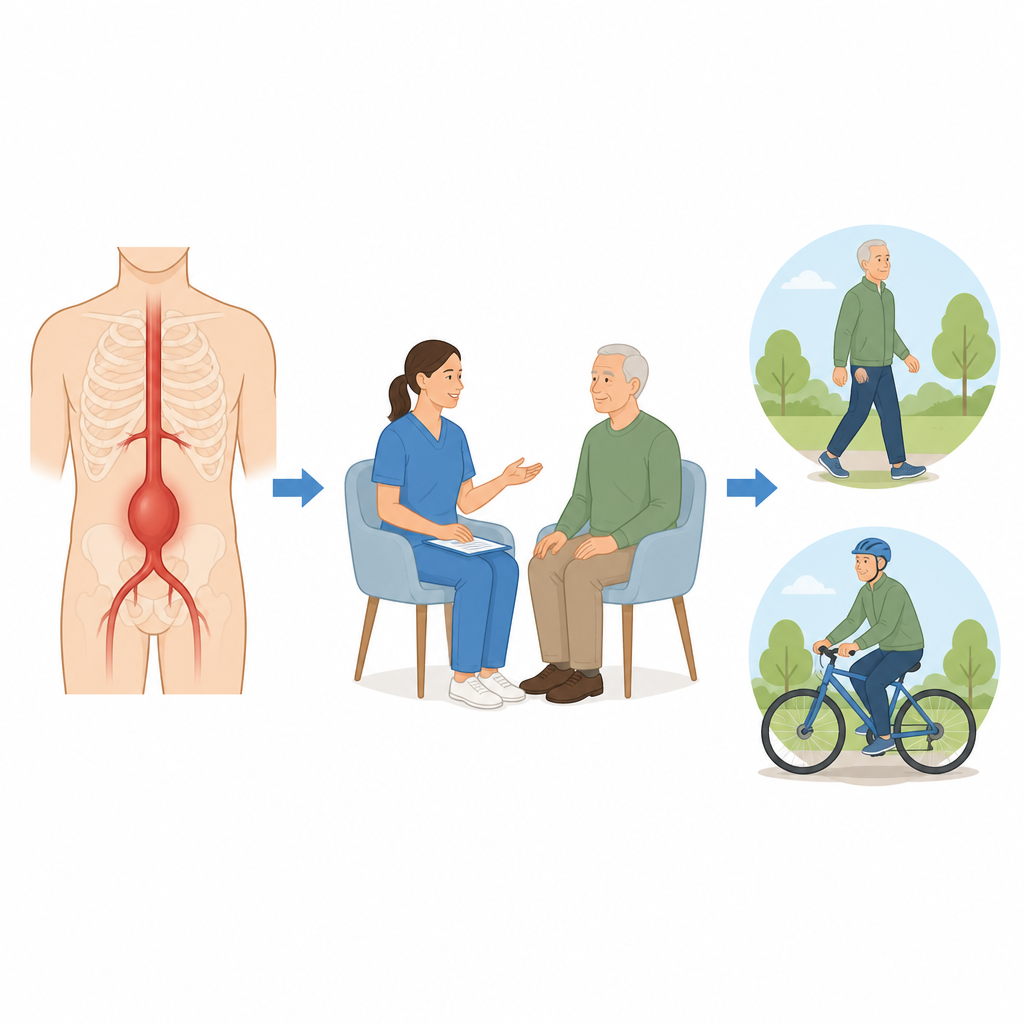 Figure 1. From hidden weak artery to repair and follow up, showing how extra nurse education compares with standard care outcomes.
