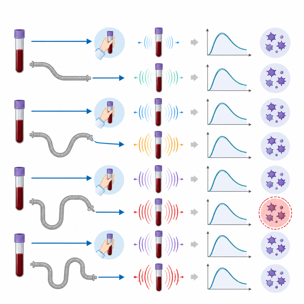 Figure 2. Farklı taşıma yollarının hareket oluşturduğu ancak çoğu pıhtı ve platelet ölçümünü neredeyse değiştirmediği, tek bir yöntemin daha çok etkilendiği.