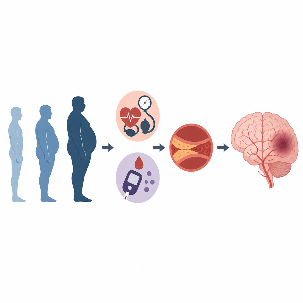 Figure 1. Come la corporatura e i marcatori di salute di uso quotidiano insieme determinano il rischio a lungo termine di ictus di una persona.
