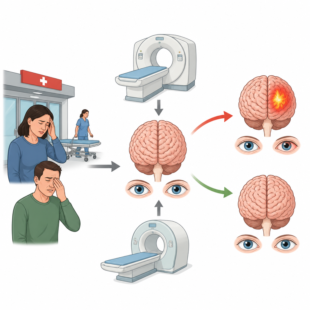Figure 1. Dall’allarme dell’occhio alla risonanza: come i medici cercano la pressione nascosta nel cranio.