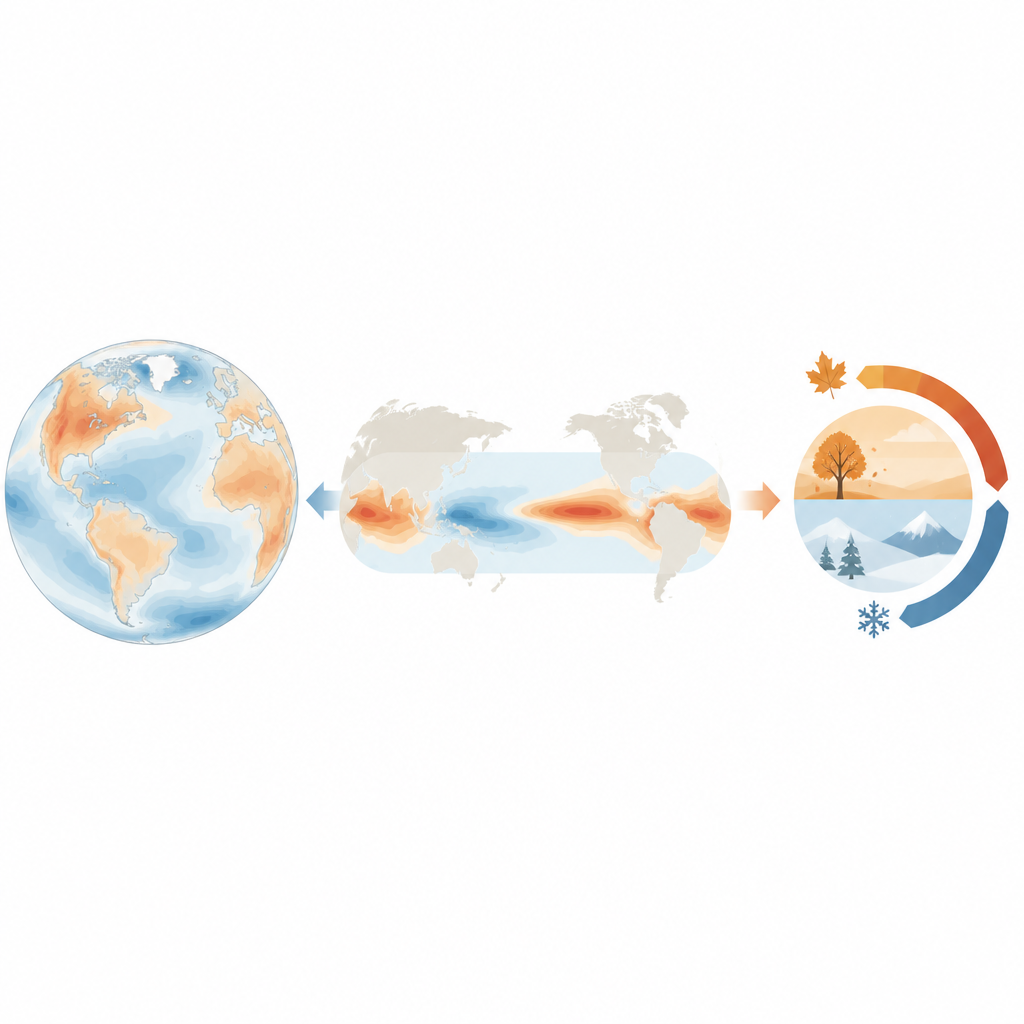 Figure 1. How linked tropical oceans shape the next season’s average global temperature