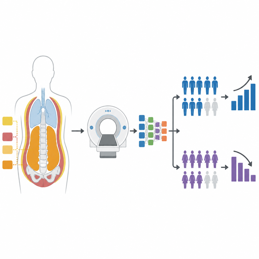 Figure 1. AI reads CT body fat and muscle patterns to predict how lung cancer patients respond to immunotherapy.
