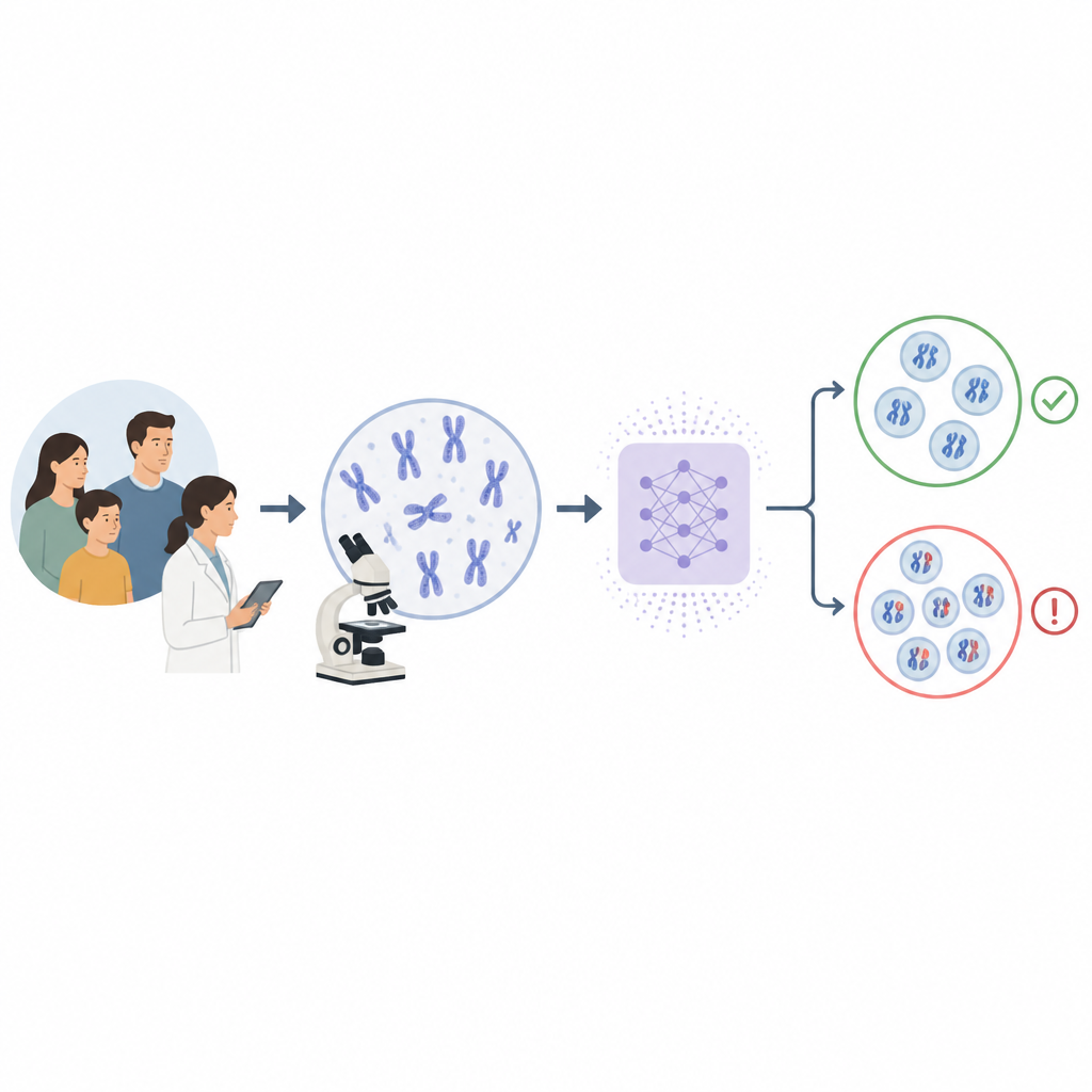 Figure 1. AI scans chromosome images from patients to highlight abnormal cells for doctors to review